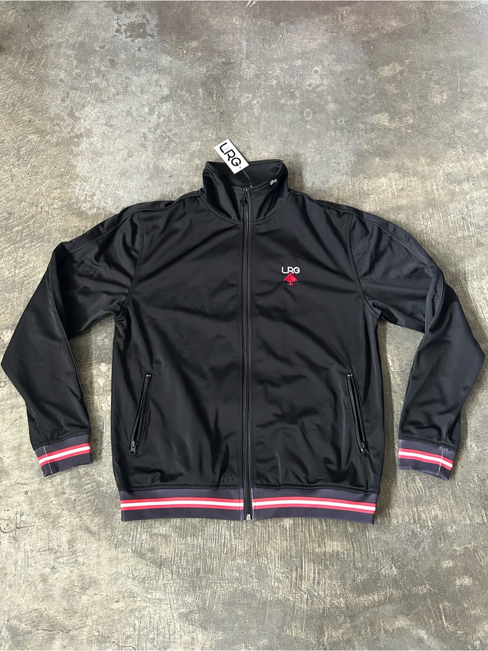 LRG Quarter Zip Track Suit Jacket Red and White Trim